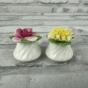 Royal Adderley Rose Carnation Salt & Pepper Shaker Set Flowers Floral